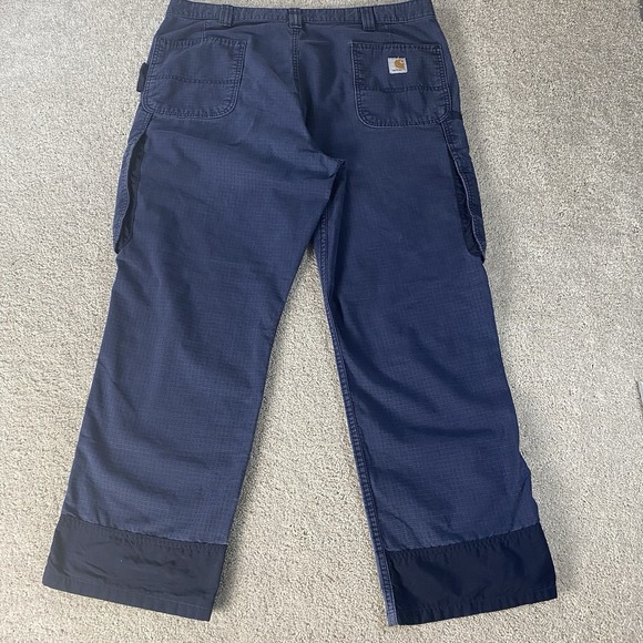 Carhartt Pants Mens 40x30 Blue Broxton Loose Fit Cargo Pockets Workwear‎ Read - Picture 3 of 8